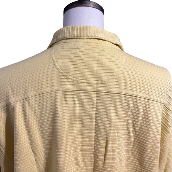 Tommy Bahama Yellow Silk Cotton Blend Wood Buttons Golf Polo Shirt Sz XL - Picture 4 of 5